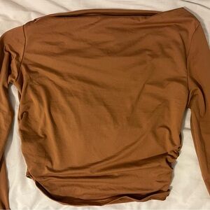 SHEIN MOOSTA Asymmetrical High Neck Long Sleeve Cropped T-Shirt